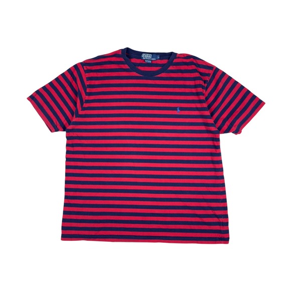Polo Ralph Lauren Other - Y2K Polo Ralph Lauren Polo Shirt Mens Large Red Navy Striped Pony Logo Te